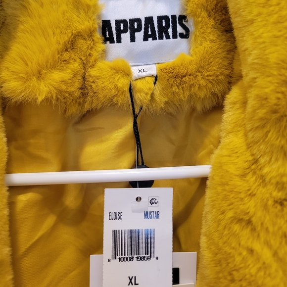 APPARIS mustard Yellow Beautiful Fur Coat. NWT. Brand New. Apparis Winter Coat - Picture 2 of 8
